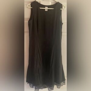 Garnet Hill 100% Silk Sleeveless Ruffle Hem Little Black Dress Size 8P